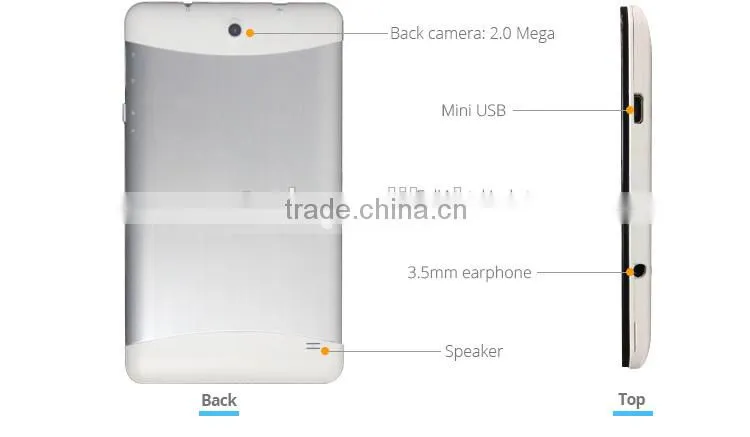 Tablet pc 1024*600 MTK 8312 dual core 1.2GHz Android 4.2 phablet 7