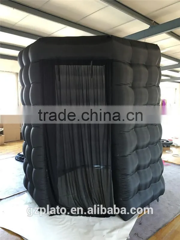 Black octagon inflatable photo booth led inflatable photobooth enclosure for rental