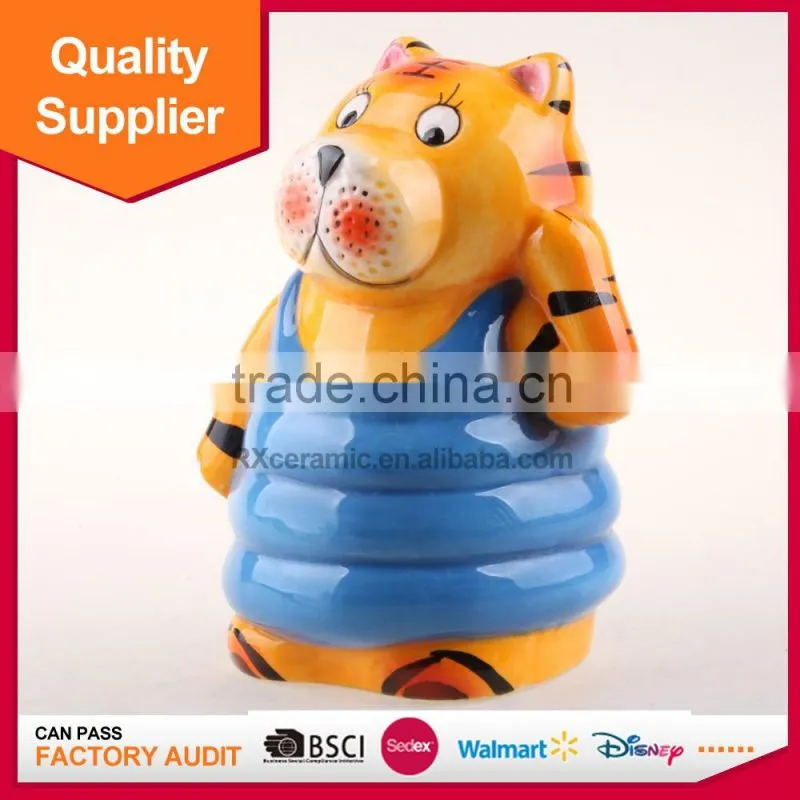Newest tiger shape fashional style piggy bank ceramic coin bank