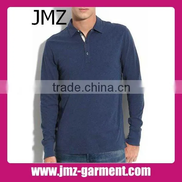 100% cotton black popular long sleeve polo shirt for men