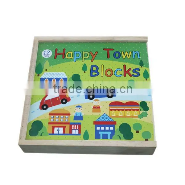 Wooden city blocks toys set for kids