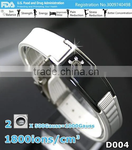 Noprobelm D004 free shipping girl stainless steel charm fashion energy magnetic health crystal silicone bracelets