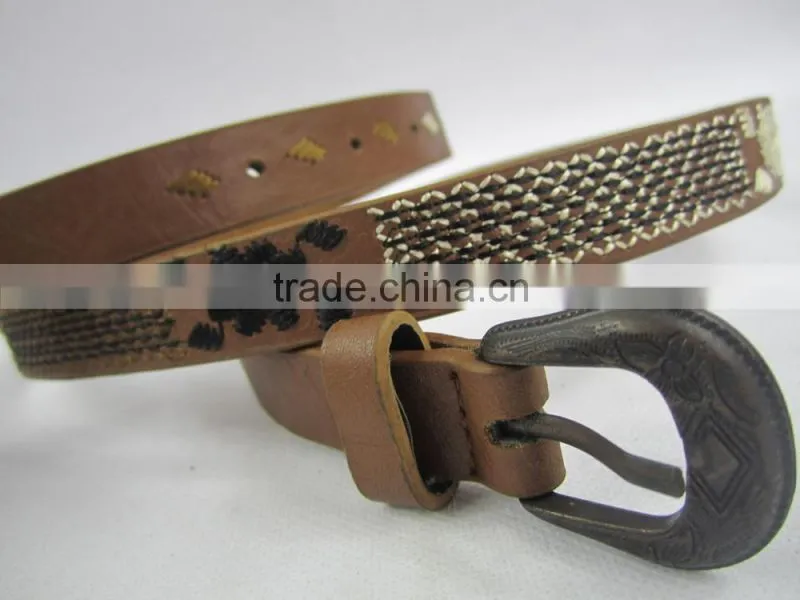 Wholesale embroidery PU leather with 2.5 width for garment decoration belt