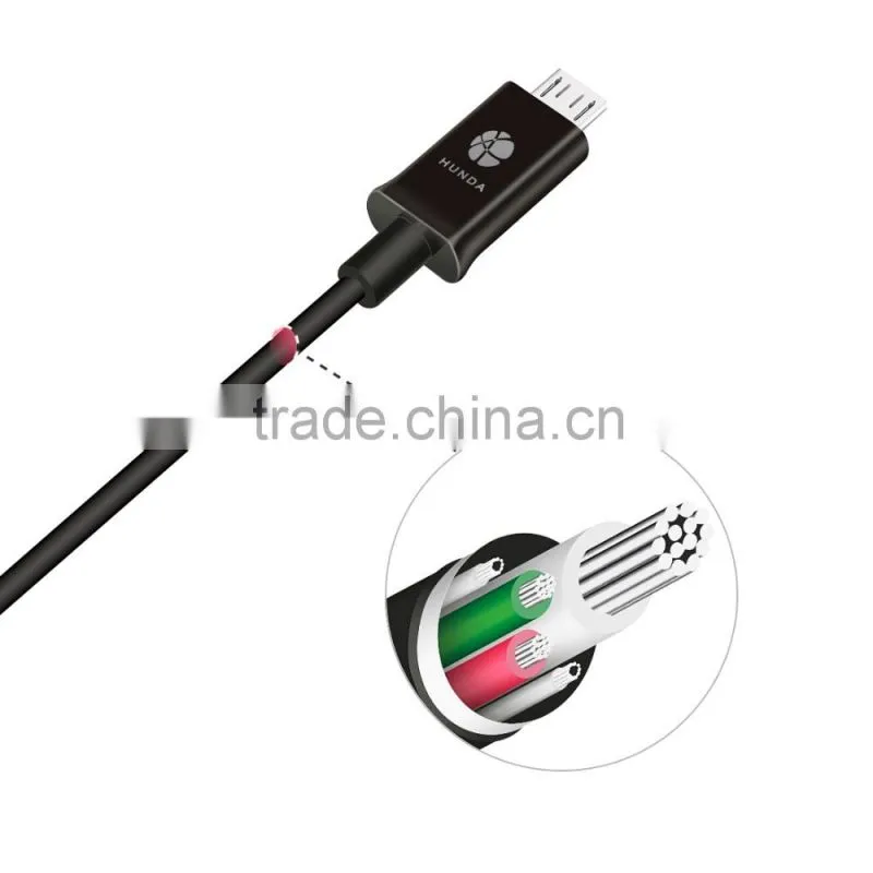 quick charging pure copper wire sync micro usb cable black for Android digital devices