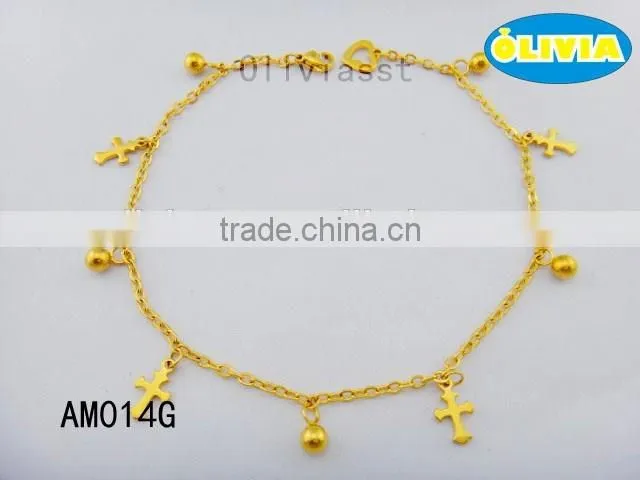 Olivia Jewelry Fashion Cross Charms Bracelet Gold fashion design anklets