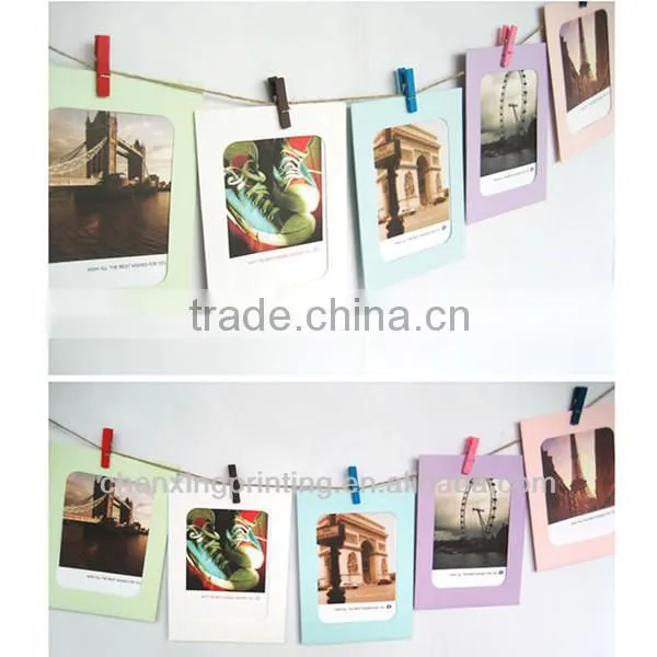 6'' Colorful Washing Line Hanging Gallery on Line Square Paper Photo Frame