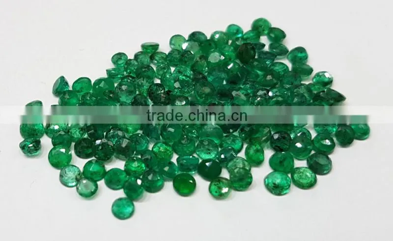 Round Emeralds Natural Gemstone 2.8-3.1mm Dark Green Brazil Origin Transparent