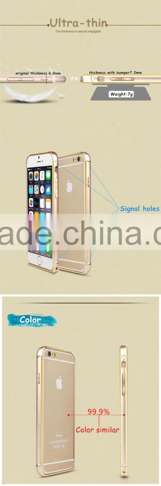 Ocase Luxury Simple For iphone 5/5s/6/6s Aluminum Bumper Case with Hippocampal Buckle