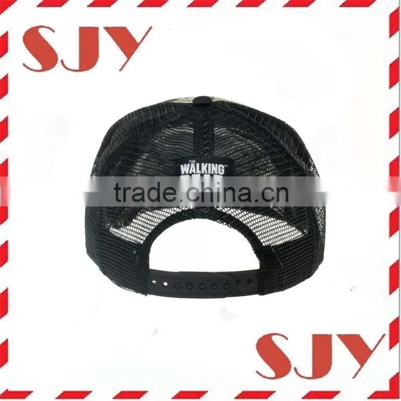Flat Billed Trucker Cap With Mesh Back M L XL Adjustable Hat