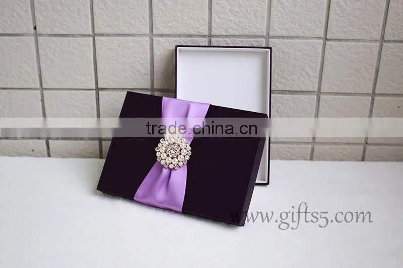 2016 latest Wedding Gift Box for invitation cards with ribbon custom made