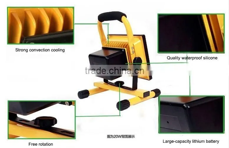 IP65 portable 990lm 10w rechargeable dimmable led flood light with handle
