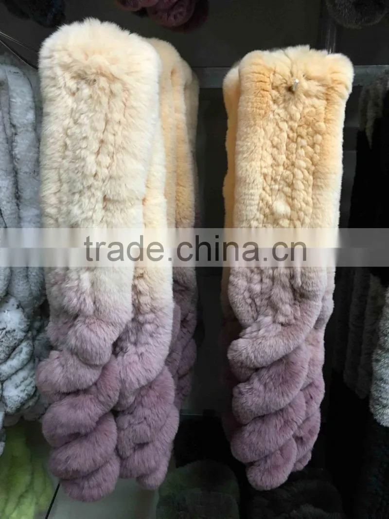 Fashion Style Fur Scarf Shawl / Rex Rabbit Fur Scarf From China