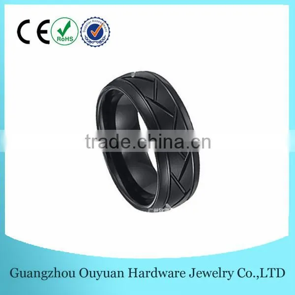 Factory New Men's Classic Black Tungsten Ring, Ouyuan Jewelry Best Selling Classic Black Tungsten Ring