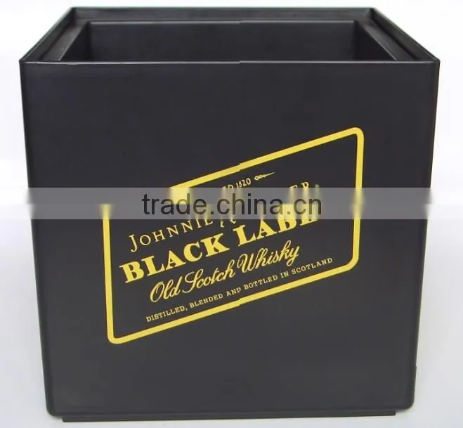 Double wall rectangular Plastic square ice bucket with lid