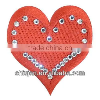 rhinestone beaded embroidered heart patch