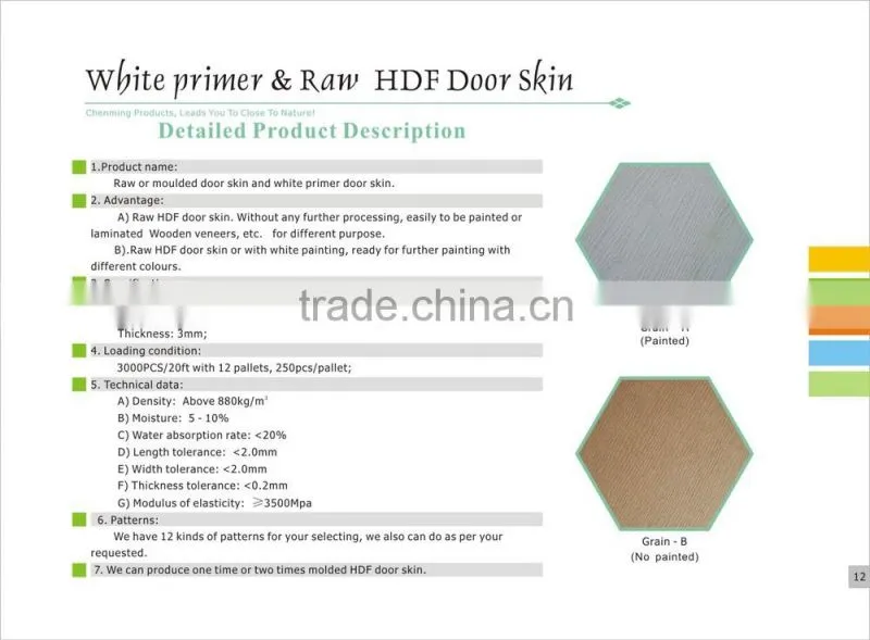 Wood grain white primer molded door skin