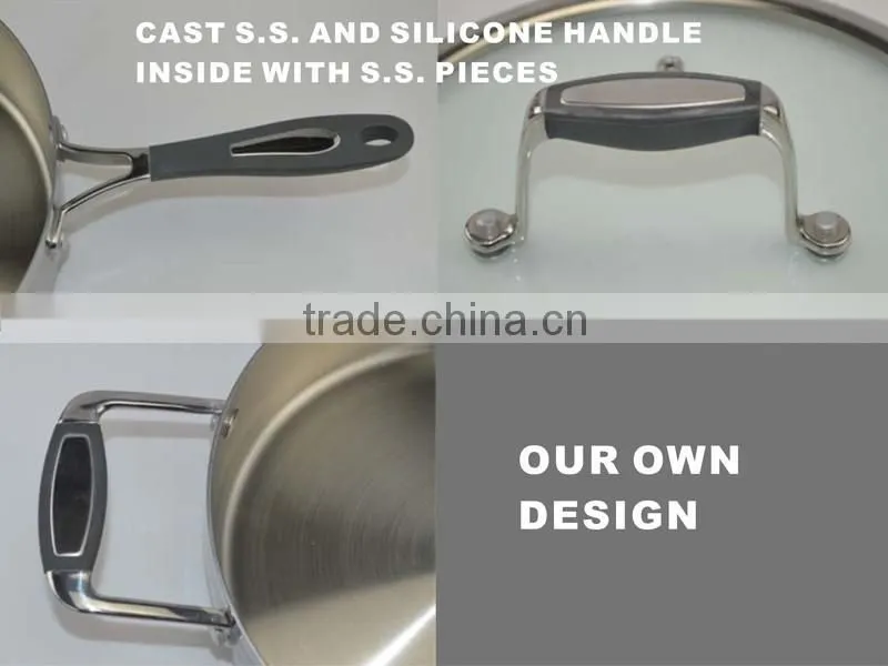 modern kitchen cabinet designs 8pcs stainless steel cookware set with silicon handle including milk pot
