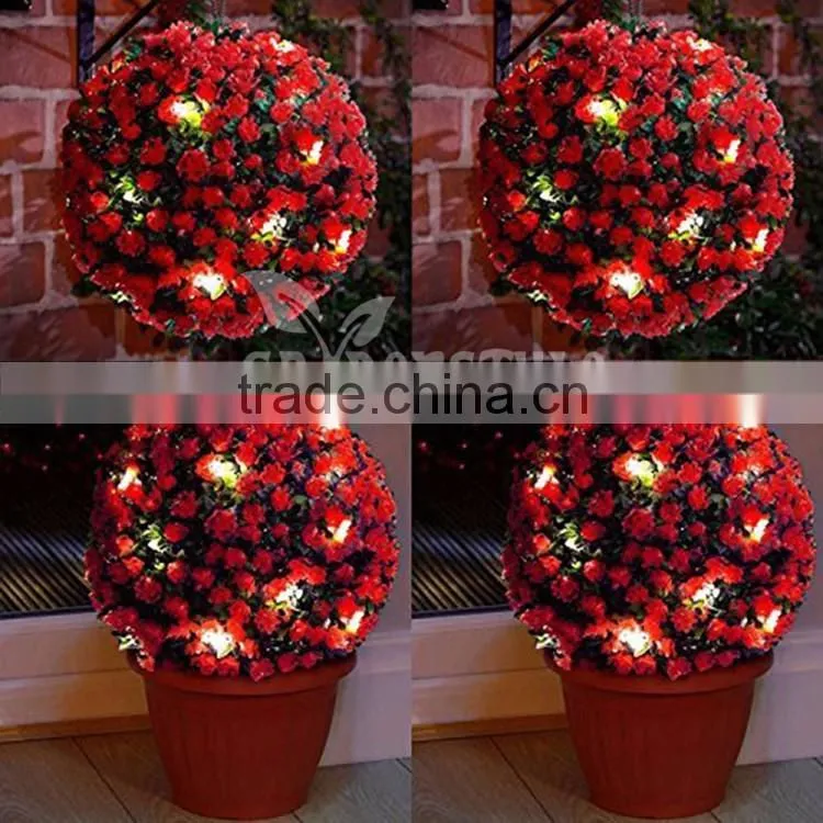 led garden light topiary ball light, garden solar light ball red yellow color, led solar garden light