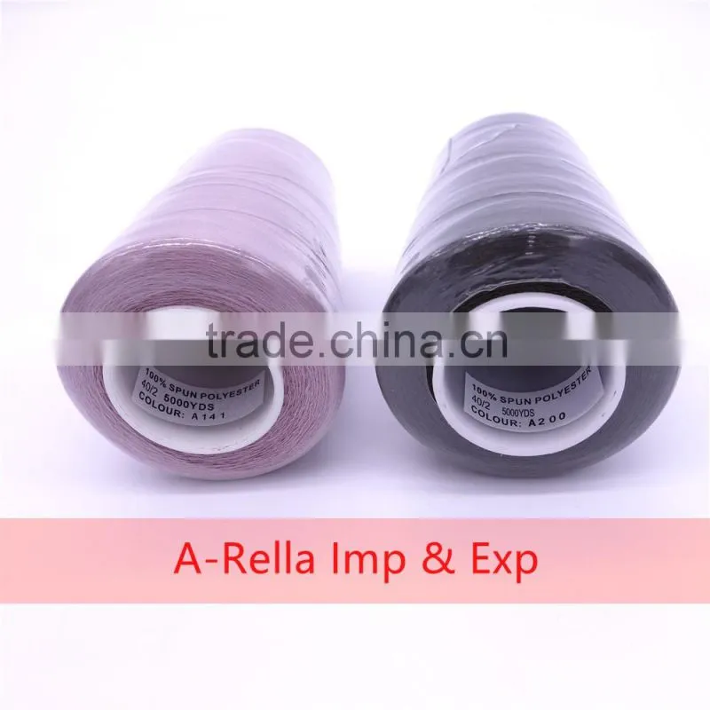 100% spun polyester sewing thread 3000y/cone 87g 40s/2 white and raw white