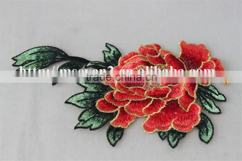 hot sales large sew on patches embroidery christmas patch rose pattern for dress