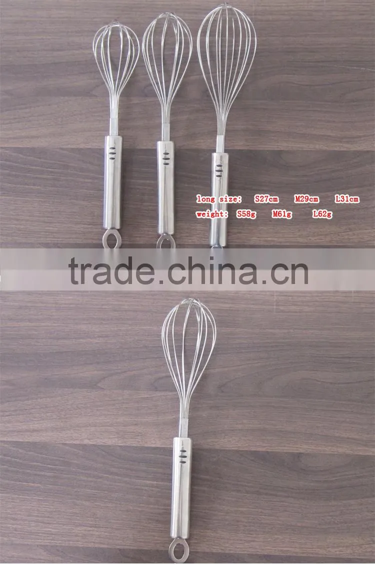 Manual stainless steel mixer beat eggs household blender bold stainless steel round bar handle Small Medium Large Whisk D07