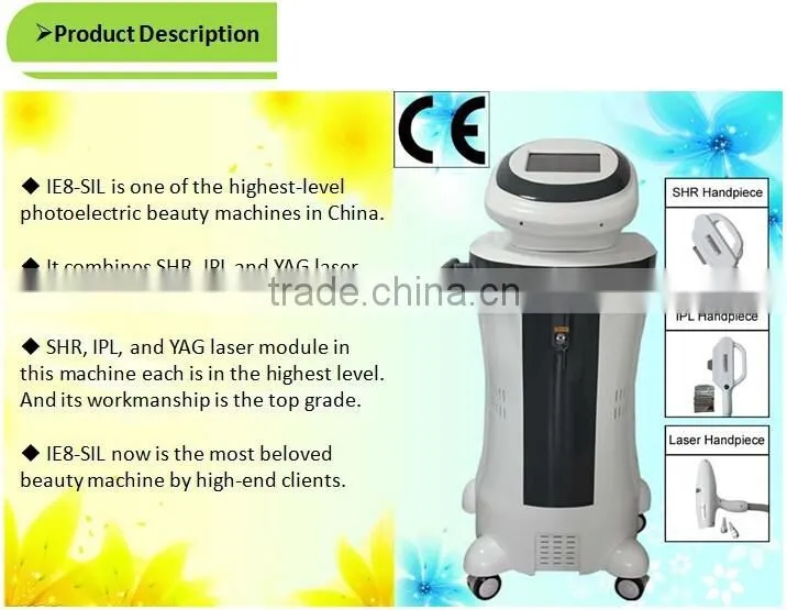Super combination of SHR fast hair rermoval, laser tattoo removal, IPL home use hair removal machine