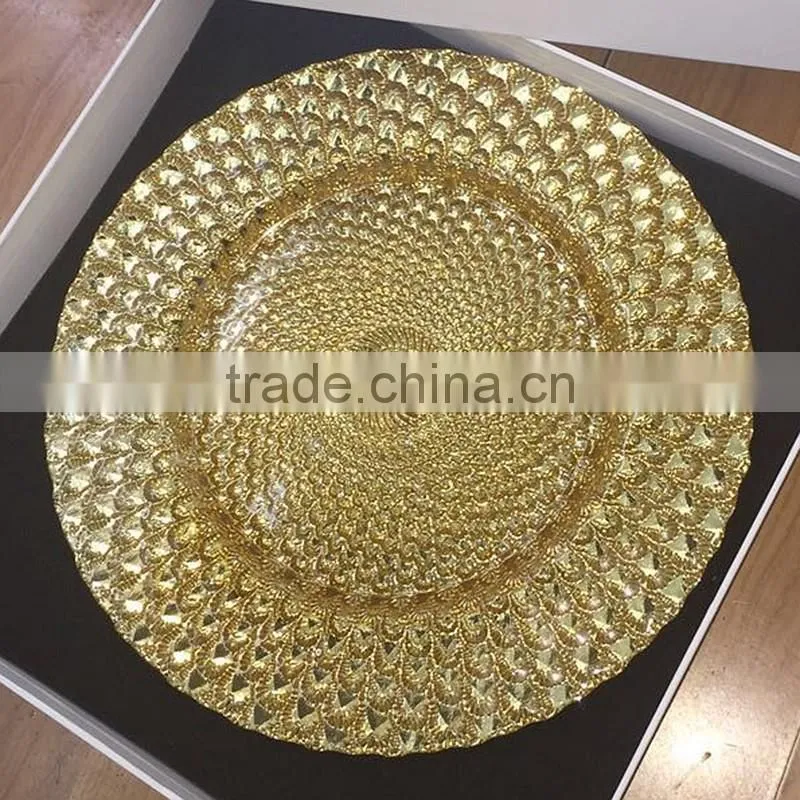 wholesale fancy dishes silver gold glass dish plate