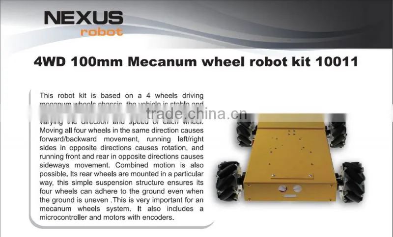 4WD MECANUM WHEEL MOBILE DRIVE ROBOT KIT 10011
