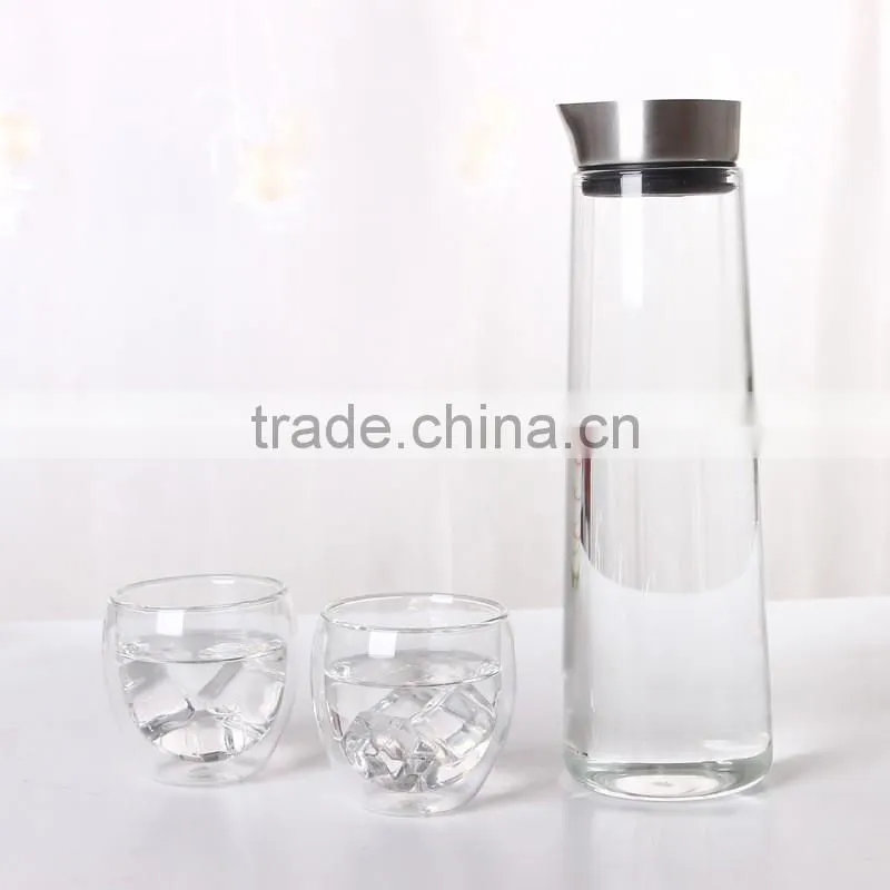 35 Oz Glass Drip-free Carafe with Stainless Steel Silicone Flip-top Lid, Glass Water Pitcher, Glass Fridge Carafe, Ice Tea Maker