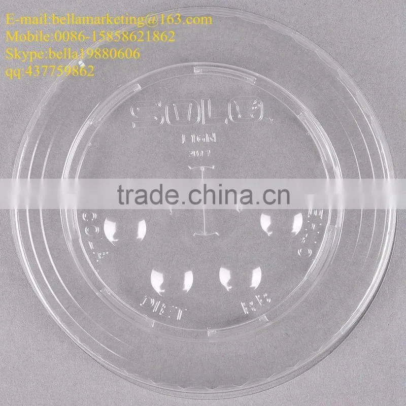 12-24 oz. Clear Flat Plastic Lid with Straw Slot, High-quality cold drink lids
