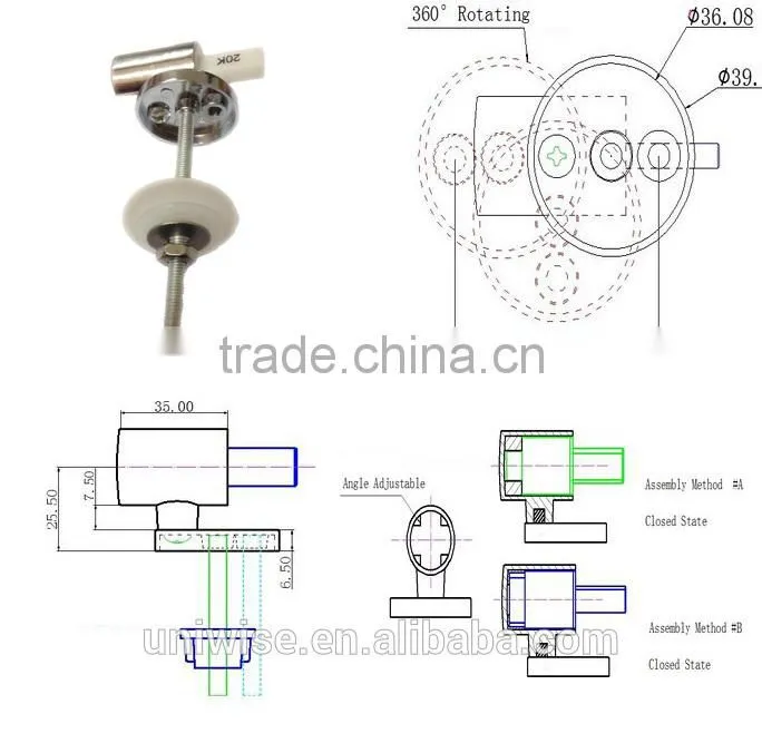 UIC-YH03 high quality metal hinge for toilet seat cover soft close function