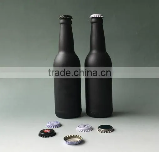Haonai 330ml matt black beer bottle,painted glass beer bottle.