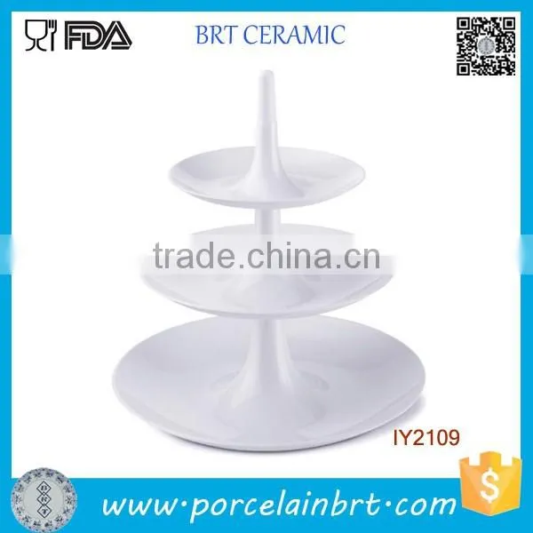 Shallow Dish Round Ceramic 3 Tier Cake Stand