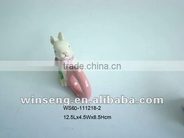 Lovely white rabbit shape ceramic napkin holder