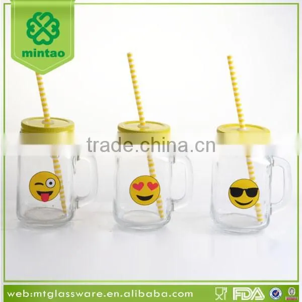 New Emoji decal print 16oz mason jar wholesale