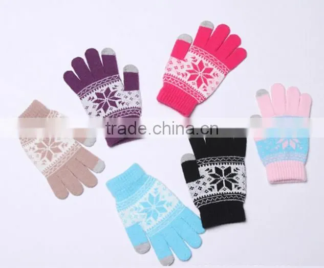 New Octagonal Flower Touch Sensor Gloves Winter Warm Touch Sensing Gloves