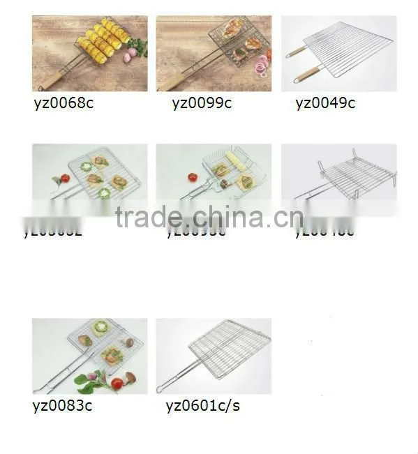 BBQ grid Non-stick coating& wooden handle bbq tool