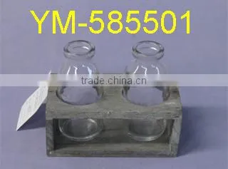 Good selling Garden Product Wooden Flower pot and Wooden Candle holder,with glass.
