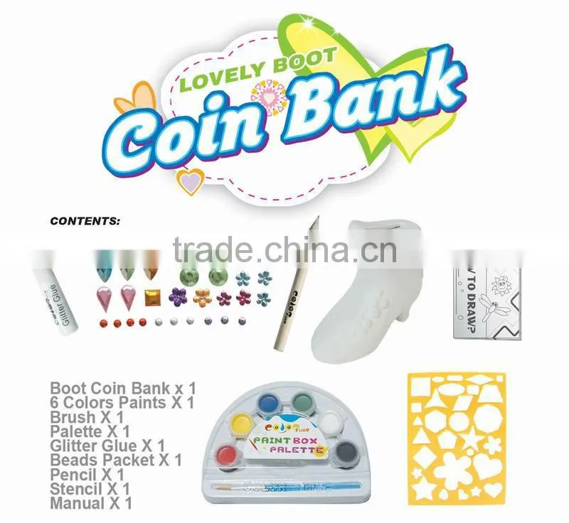 factory Coloring Children Ceramic Lovely Boot Coin Banks