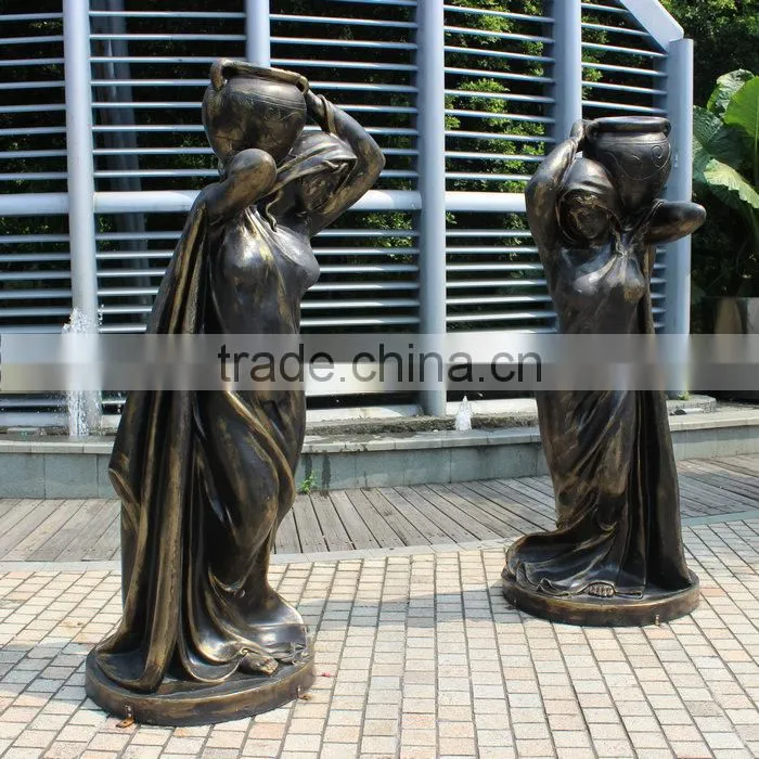 Landscape bronze lady sculpture