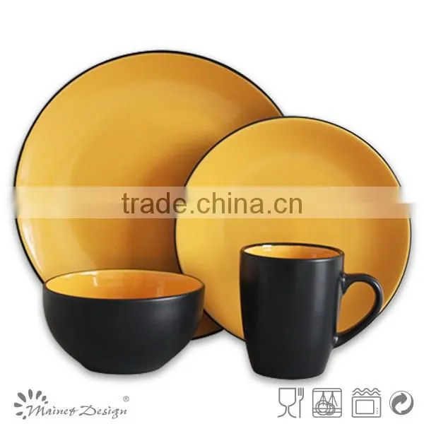bicolor pink 16pcs dinnerware set fashion round solid color