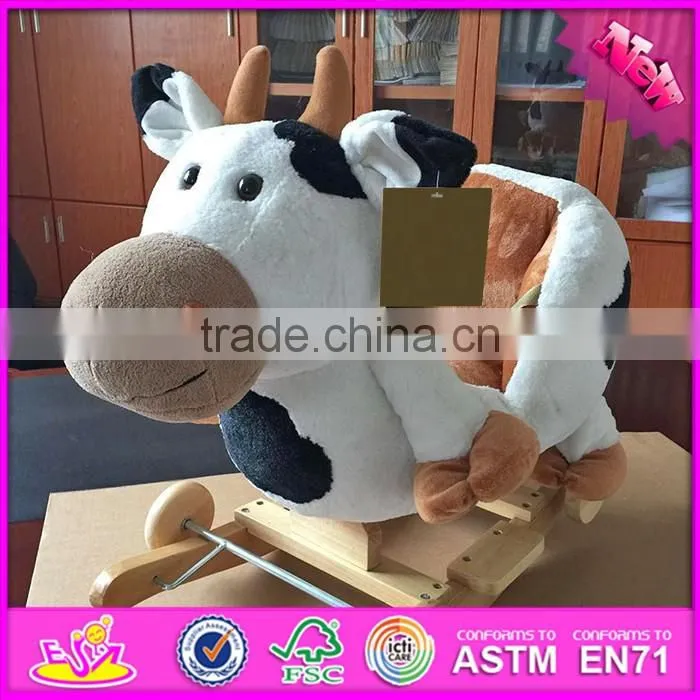 2017 New products baby funny animal sound wooden rocking horse dog W16D104