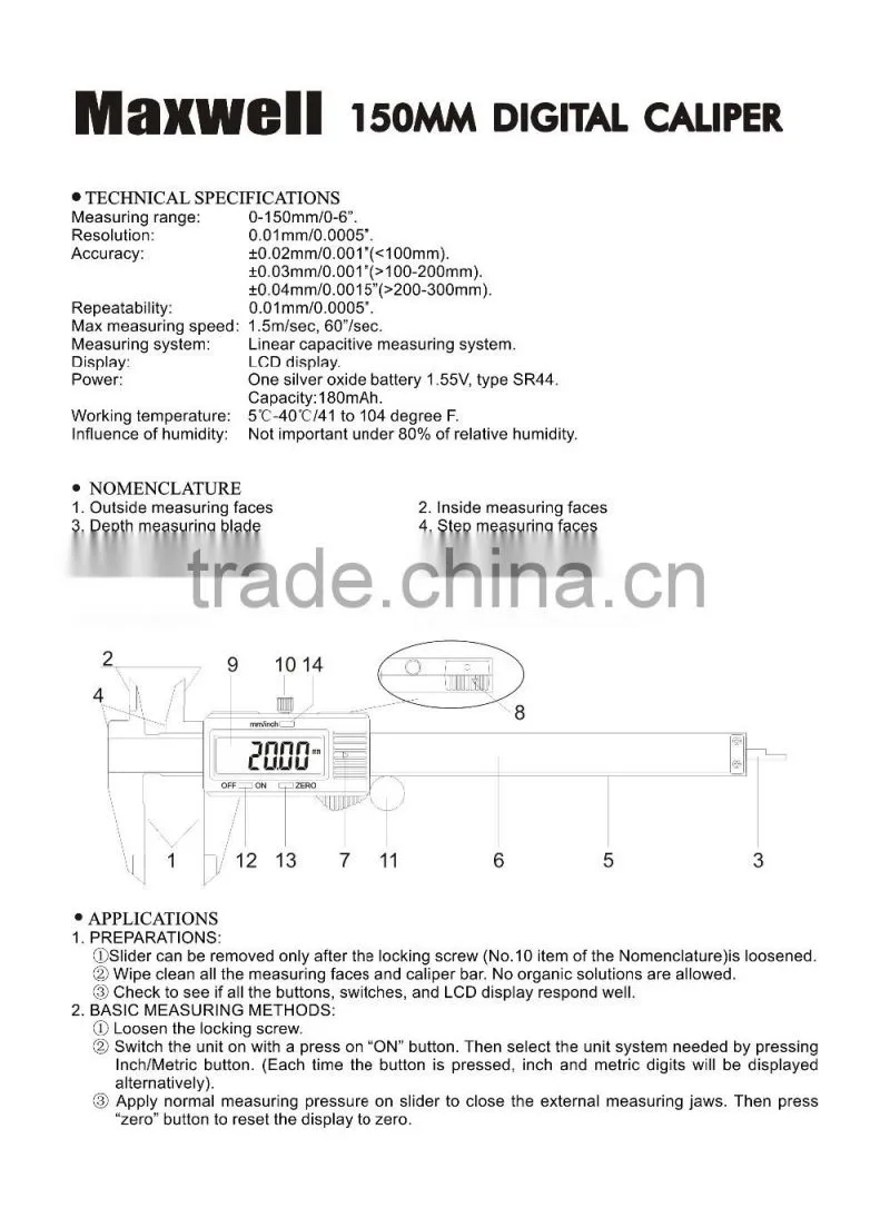 150mm Electronic Digital Vernier Caliper CE ROHS