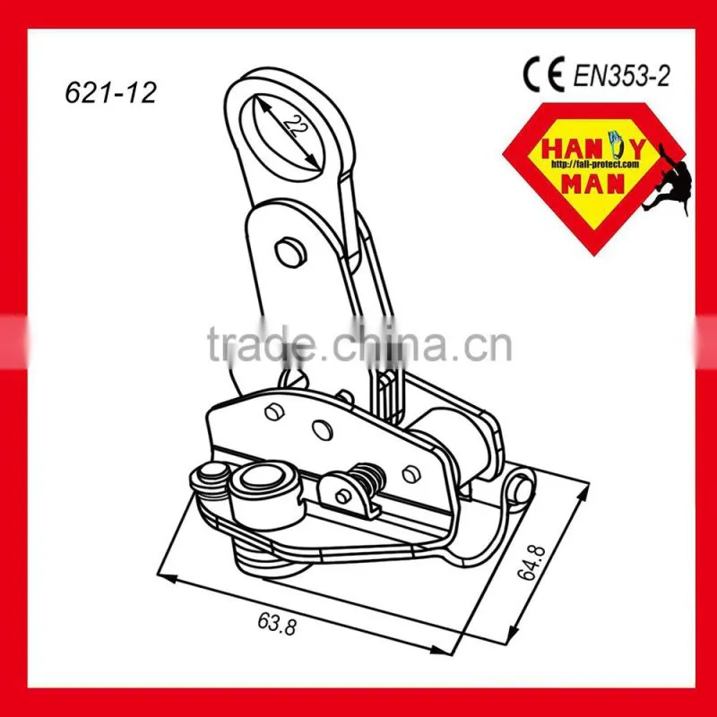 607-12 For synthetic rops steel 12mm component fall arrest system rop grab