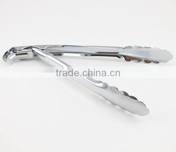 12 Inch All Stainless Steel Locking Kitchen Food Tongs
