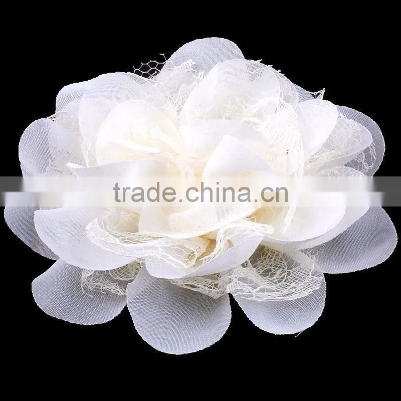 chiffon and lace flower clip for kids hair accessories for baby girl