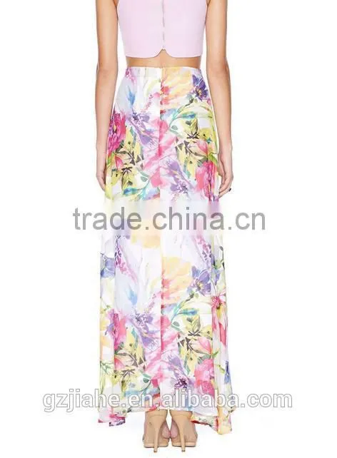 Hot sale fashion women split floral printing women long skirt