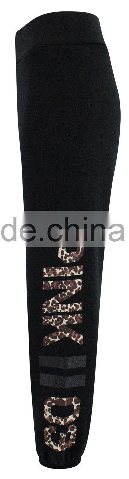 Ladies Leopard Print & Off Shoulder black Tracksuit Jessica Wright Celeb Joggers