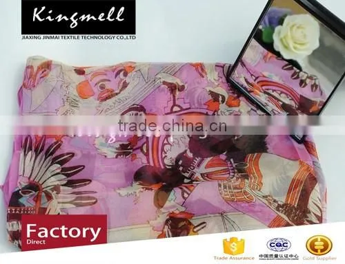 Custom amazing bright colors pink digital printing silk scarf