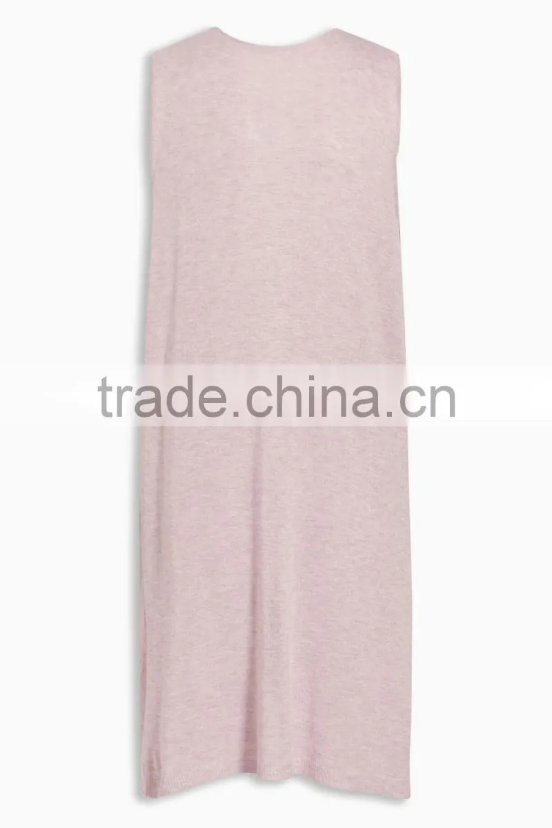 2016 Smart Sleeveless Sparkle-Yarn Cardigan With Waterfall Front HSC8007